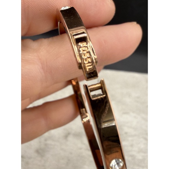 Fossil Bangle Bracelet White Rhinestone 6.5" Signed - Picture 4 of 10